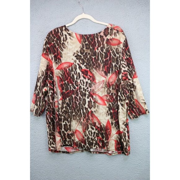 Maggie Barnes 3/4 Sleeve Silky Top-Size 2X-Animal Print - Picture 7 of 10